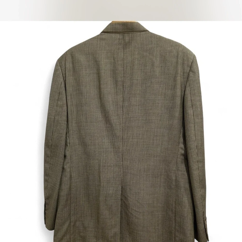 100% Wool |Brooks Brothers| Blazer Men's 46 Long Black & Tan Houndstooth Coat